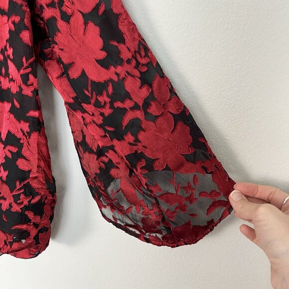 Floral Burnout Blouse Womens Size XL Gothic Whimsigoth Fairy Dark Feminine - Picture 3 of 8